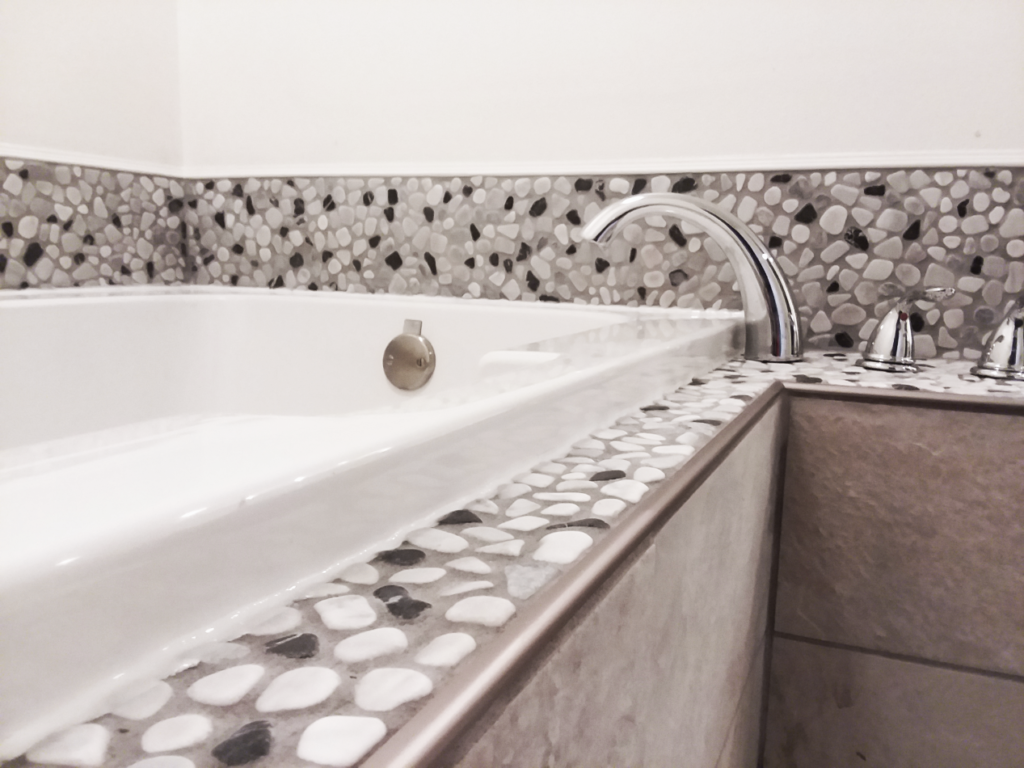 Home Repair-Bathroom Upgrade-Bathtub River Rock Tile by Acorn Maintenance Repair #1