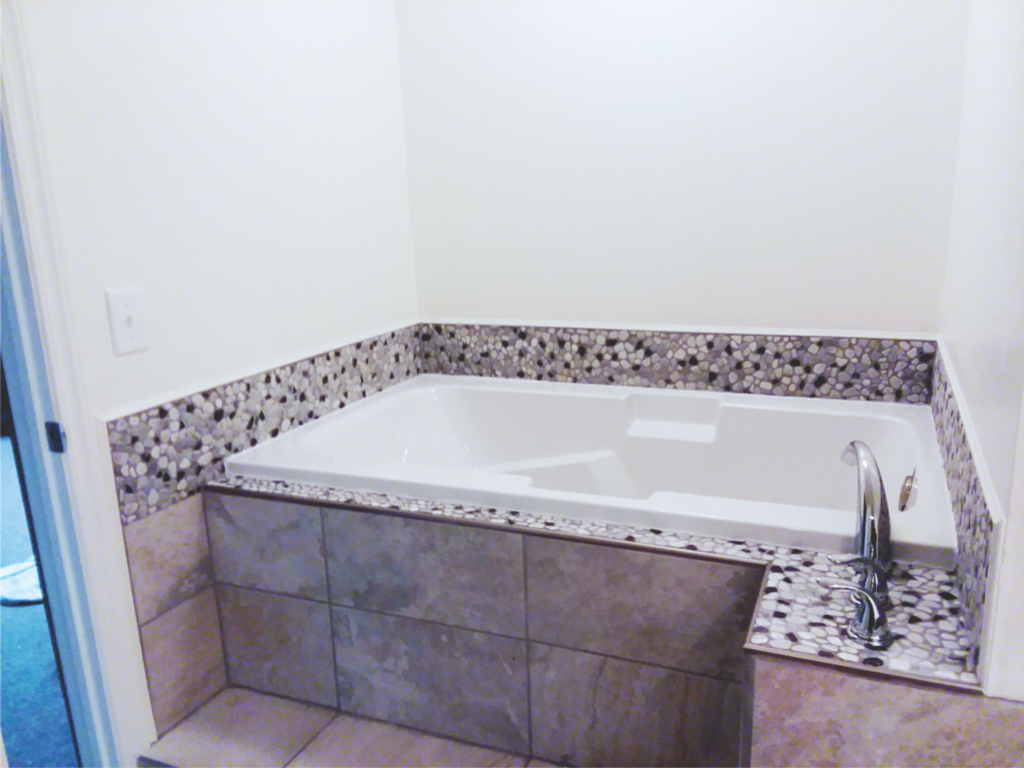 Home Repair-Bathroom Upgrade-Bathtub River Rock Tile by Acorn Maintenance Repair #2