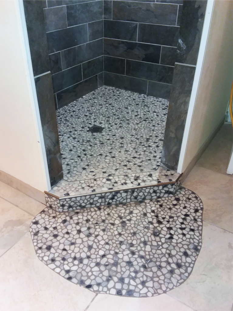 Home Repair-Bathroom Upgrade-Shower Pan River Rock Tile #1 by Acorn Maintenance Repair